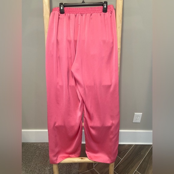 Rachel Roy Pleated silky hot pink wide leg trousers size large - Picture 2 of 7